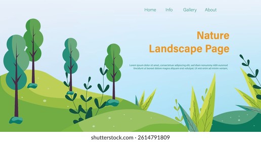web banner nature background with tree landscape vector