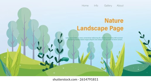 web banner nature background with tree landscape vector