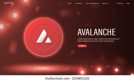 Un banner web con un logo de neón de la criptodivisa de Avalanche (AVAX).