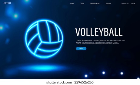 A web banner with a neon soccer ball on a blue background.