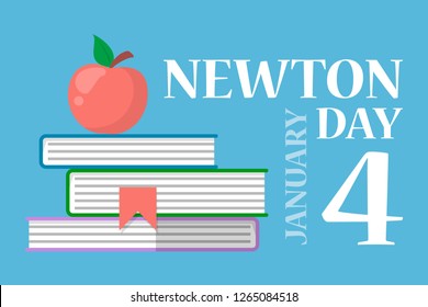 Web banner for Newton day on January 4. Education idea. Global holiday. Isaac Newton educational invention. Vector illsutration