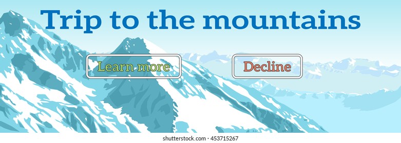 web banner on the theme of mountains, adventures, tourism, trip, ski-resort, snowboarding, ski. Vector illustration. flat design.