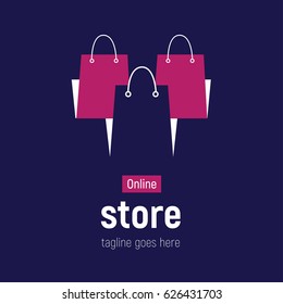 Web banner Online Store with shopping bags. Concept online shopping. Vector illustration