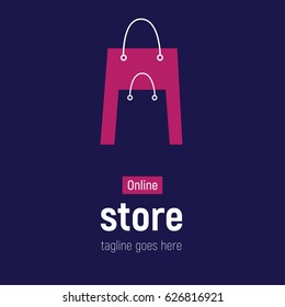 Web banner Online Store with shopping bags. Concept online shopping. Vector illustration