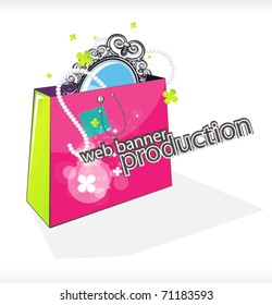 web banner pack with a mirror and pearls
