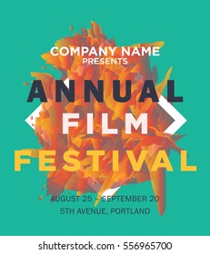 web banner or print poster for annual film festival announcement. great concept for movies advertisement. vector illustration, vector background