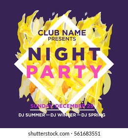 web banner or print poster for NIGHT beach party. great concept for club and party promotion and advertisement. vector illustration, vector background