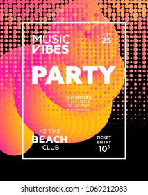 web banner or print poster for summer beach party. great concept for club and party promotion. vector illustration background Music wave poster design. Sound flyer with abstract gradient line waves.
