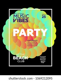 web banner or print poster for summer beach party. great concept for club and party promotion. vector illustration background Music wave poster design. Sound flyer with abstract gradient line waves.