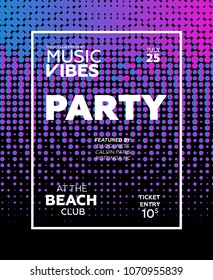 Web banner or print poster for summer beach party. Great concept for club and party promotion and advertisement. Vector illustration, abstract background. Gradient colors. 
