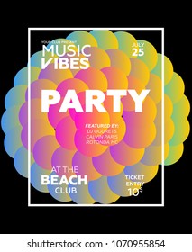 Web banner or print poster for summer beach party. Great concept for club and party promotion and advertisement. Vector illustration, abstract background. Gradient colors. 