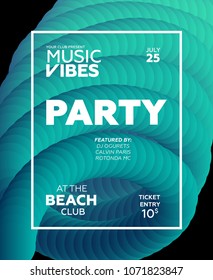 Web banner or print poster for summer beach party. Great concept for club and party promotion and advertisement. Vector illustration, abstract background. Gradient colors. 