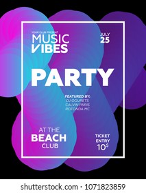 Web banner or print poster for summer beach party. Great concept for club and party promotion and advertisement. Vector illustration, abstract background. Gradient colors. 