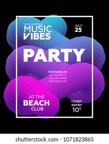 Web banner or print poster for summer beach party. Great concept for club and party promotion and advertisement. Vector illustration, abstract background. Gradient colors. 