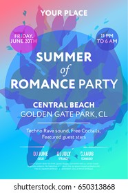 Web banner or print poster for summer beach party. Great concept for club and party promotion and advertisement. Vector illustration, vector background