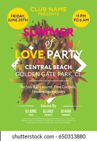 Web banner or print poster for summer beach party. Great concept for club and party promotion and advertisement. Vector illustration, vector background