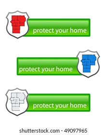 web banner with protection sign of the abstract home