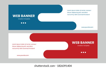 Web banner red and blue modern template for social media vector design