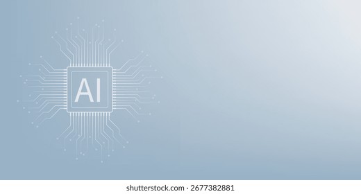 Anuncio de Web con la mano del robot que presiona el Botón de poder, tecnología, aprendizaje de máquina, red neuronal, inteligencia artificial (AI). ilustración del Vector.
