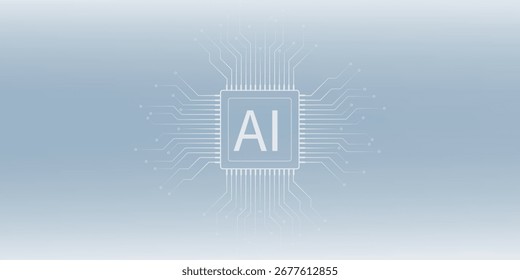 Anuncio de Web con la mano del robot que presiona el Botón de poder, tecnología, aprendizaje de máquina, red neuronal, inteligencia artificial (AI). ilustración del Vector.
