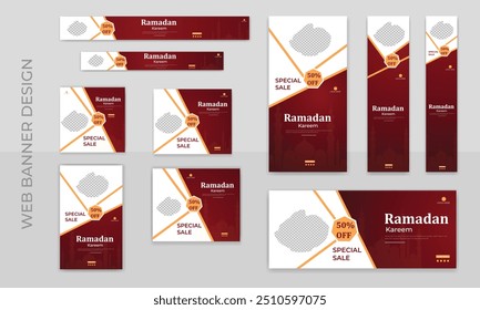 Web Anuncio conjunto colección Ramadán Kareem Mubarak Plantilla de diseño