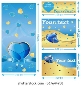 Web banner set - Valentine's Day.  Contains different landscape / skyscraper banner sizes.