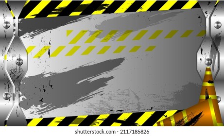 Presentación de diapositivas de banner web con el tema de construcción de carreteras asfaltadas. Aviso de líneas de seguridad. Efectos de asfalto rociado.