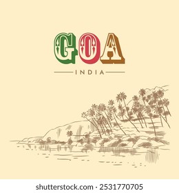 Banner da web para o estado de Goa na Índia. Ilustração vetorial.