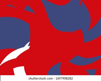 Banner en la web al estilo del arte de los afiches. Los colores contrastantes son azul, rojo y blanco. Vector.