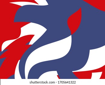 Banner en la web al estilo del arte de los afiches. Los colores contrastantes son azul, rojo y blanco. Vector.