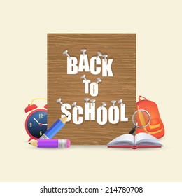 Web Banner Style Welcome Back to School background, Vector Objects Illustration 