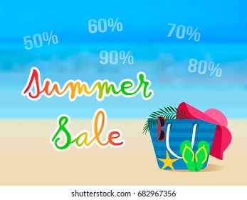 Web banner. Summer sale at a discount. vector illustration