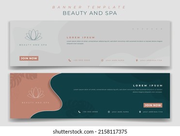 Web banner template for beauty and spa advertisement design in feminine background
