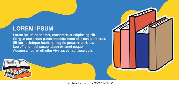 Web Banner Template book, education, vector style cartoon