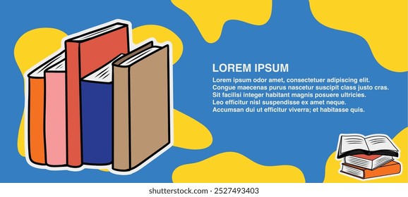 Web Banner Template book, education, vector style cartoon