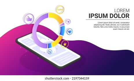 web banner template business phone graph chart information. Vector illustration