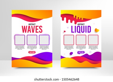 Web banner template. Cover design layout. Email newsletter flyer. Banner for social media mobile apps. A4 format brochure cover background. Flyer design layout template. Liquid or fluid vector poster