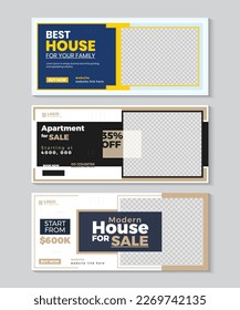 web banner template design Modern Real estate business house property home sale social media Facebook cover google ad header template big set