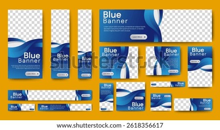 Web banner template design set layout with photo and text space. gradient blue. Business advertising set design template. Vertical, horizontal, square banners standard size.