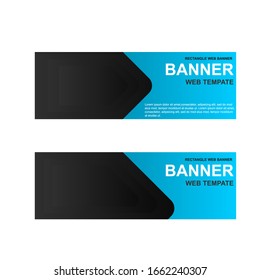 web banner template design, simple and modern, set of horizontal blue and black banners