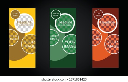 Plantilla de banner web plana, afiches de negocios, para publicidad en tiendas online, medios sociales. Conjunto de tarjetas estándar con ilustración vectorial para presentación de diseño