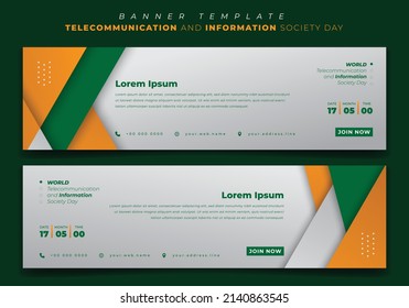 Web banner template with geometric green yellow background for Information technology design