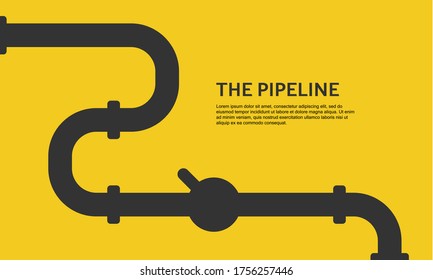 Web banner template. Industrial background with yellow pipeline. Oil or gas pipeline. Vector illustration in a flat style.