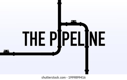 Web banner template. Industrial background with pipeline. Oil, water or gas pipeline with fittings and valves. Logo, advertising. Vector illustration in a flat style.