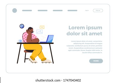 Web banner template, mobile interface design. Freelancer Works from home or office as a team. Designer, programmer, writer. Stylized cartoon characters for web design.