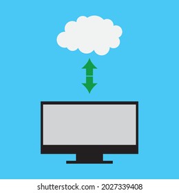 Web banner template with networked electronic devices. Cloud computing technology, information or files storage, data processing service.
