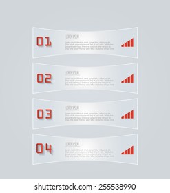 Web banner template with number options for infographic, design, business, education, presentation, website, brochure, flyer. Editable vector tags in red color.