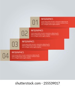 Web banner template with number options for infographic, design, business, education, presentation, website, brochure, flyer. Editable vector tags in red color.