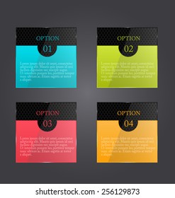 Web banner template with number options for infographic, design, business, education, presentation, website, brochure, flyer. Black color tags.