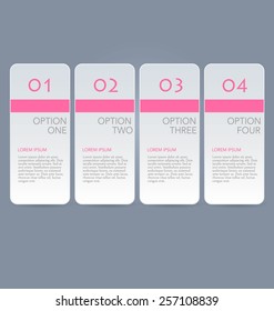 Web banner template with number options for infographic, design, business, education, presentation, website, brochure, flyer. Editable vector tags in pink color.